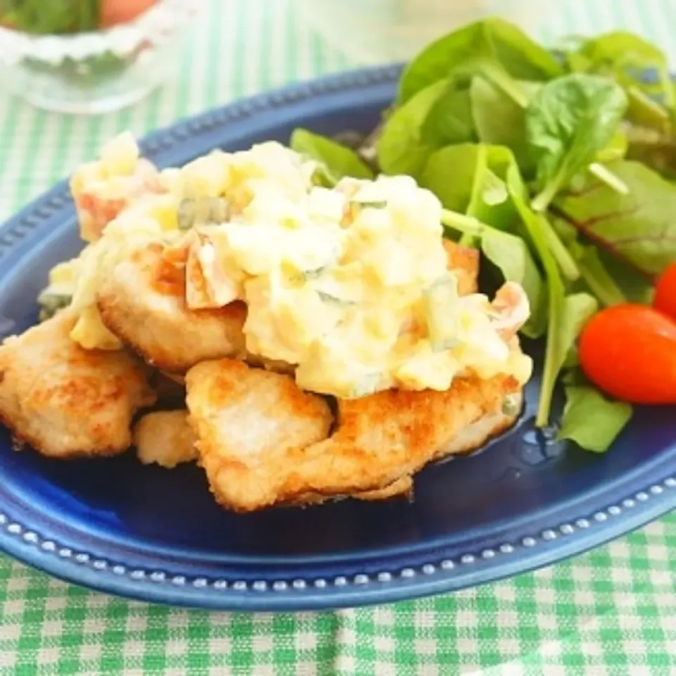 まぐろ唐揚げの夏野菜タルタルソースわさび風味|ちいさなしあわせキッチンさん