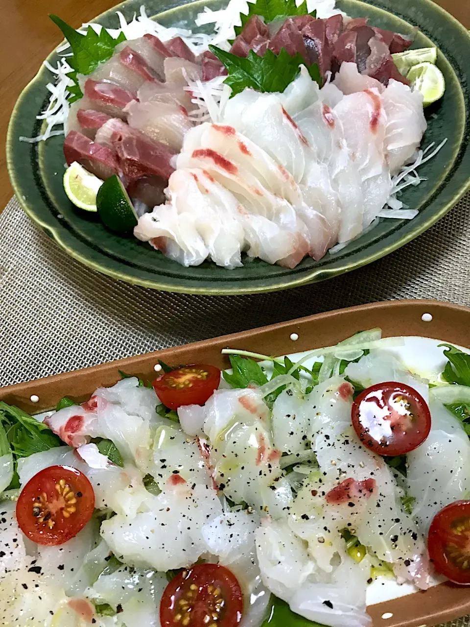 鯛とはまちの盛り合わせ＆鯛のカルパッチョ|ゆずさん