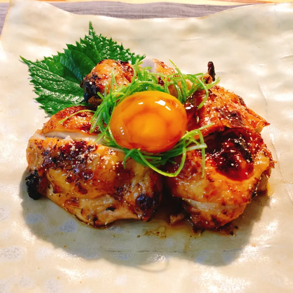 Broiled Marinated Chicken, Soy-Preserved Egg York (鶏の幽庵焼き 卵黄の醤油漬けのせ)|Masa, The Cooking Husbandさん