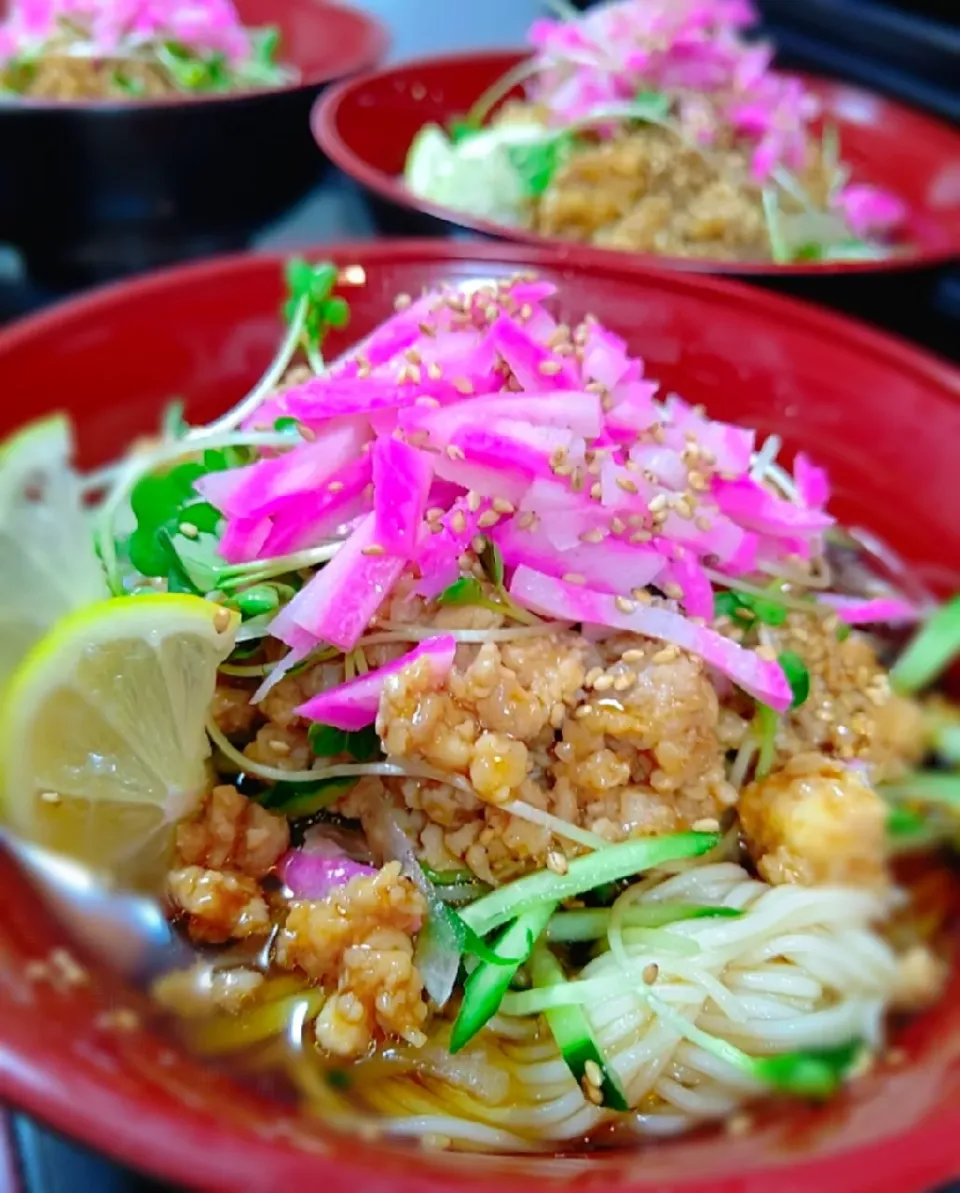 鶏そぼろ味噌のぶっかけ素麺～♪♪|砂糖味屋キッチンさん