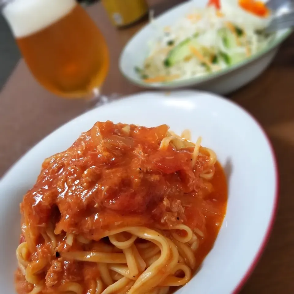 夕食◎カニのトマトクリームパスタ🍝|しょちちさん