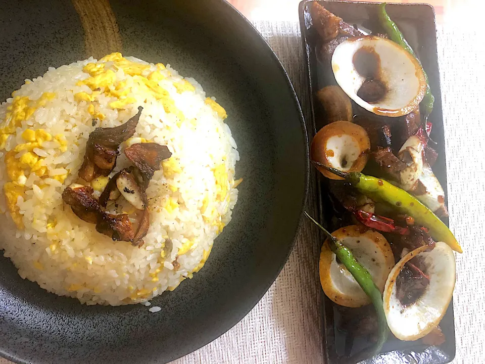 Home made jumbo garlic rice and pork spicy steak|Jefferson M. Macalindongさん