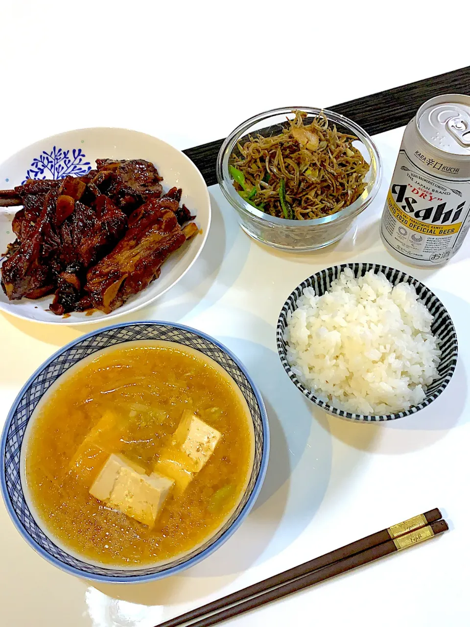 スペアリブ甘酢煮、ピリ辛山椒小女子🐟スペアリブ出し白菜豆腐味噌🥬|yukiさん