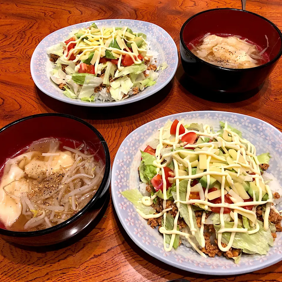 タコライスとワンタンスープ😋|すかラインさん