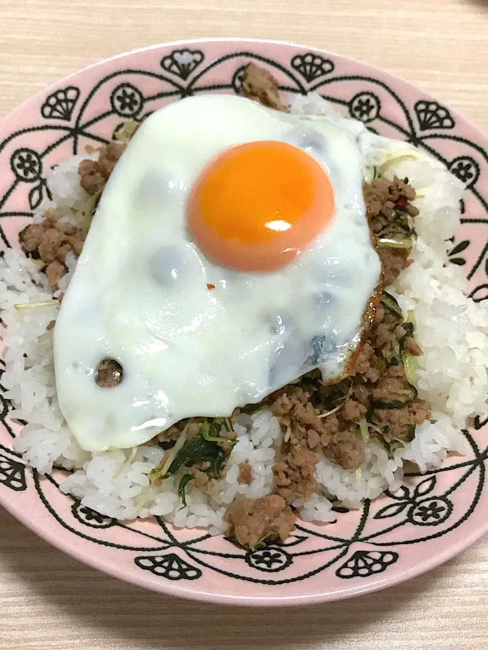 ひき肉と水菜の中華風丼|のあママさん