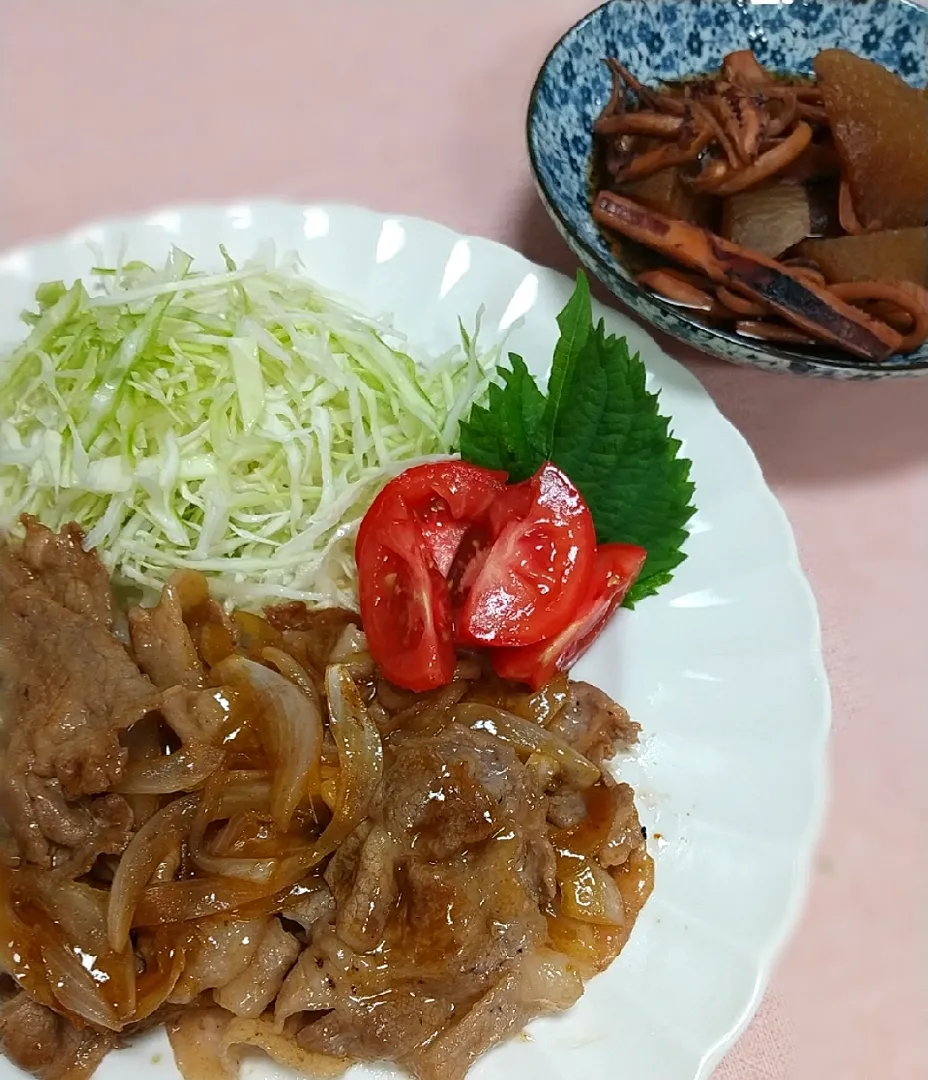 ☆今日の晩ごはん☆　豚の生姜焼き　いかと大根の煮物|hamamaさん