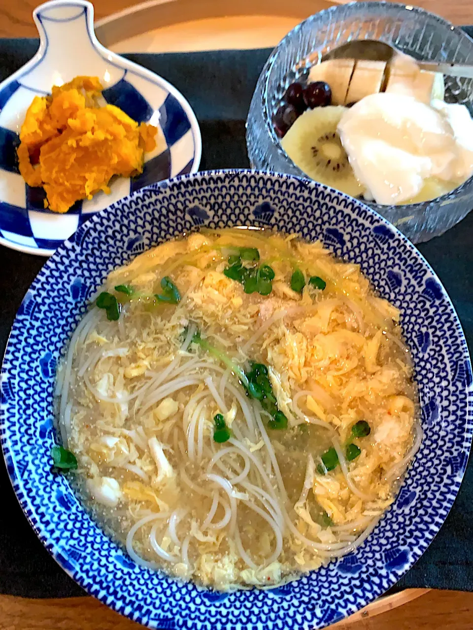 朝ごはん　明太子入りかき卵にゅうめん|たまにゃんさん