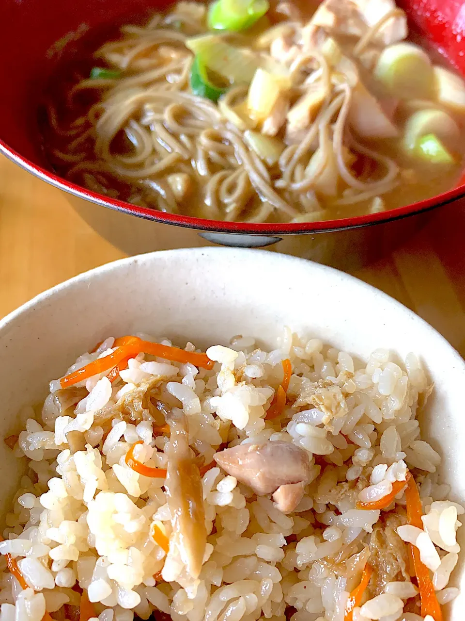 舞茸ご飯とカレー南蛮蕎麦|SUN.yokotanさん