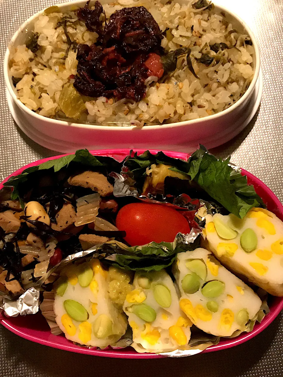 とうもろこしと枝豆の天ぷらが美味しいお弁当❣️|うまのしっぽさん