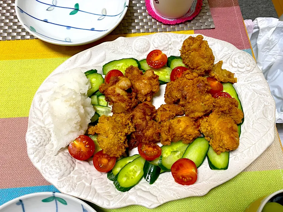 今日の夕飯は旦那さんの唐揚げ☺️|ヒロコさん