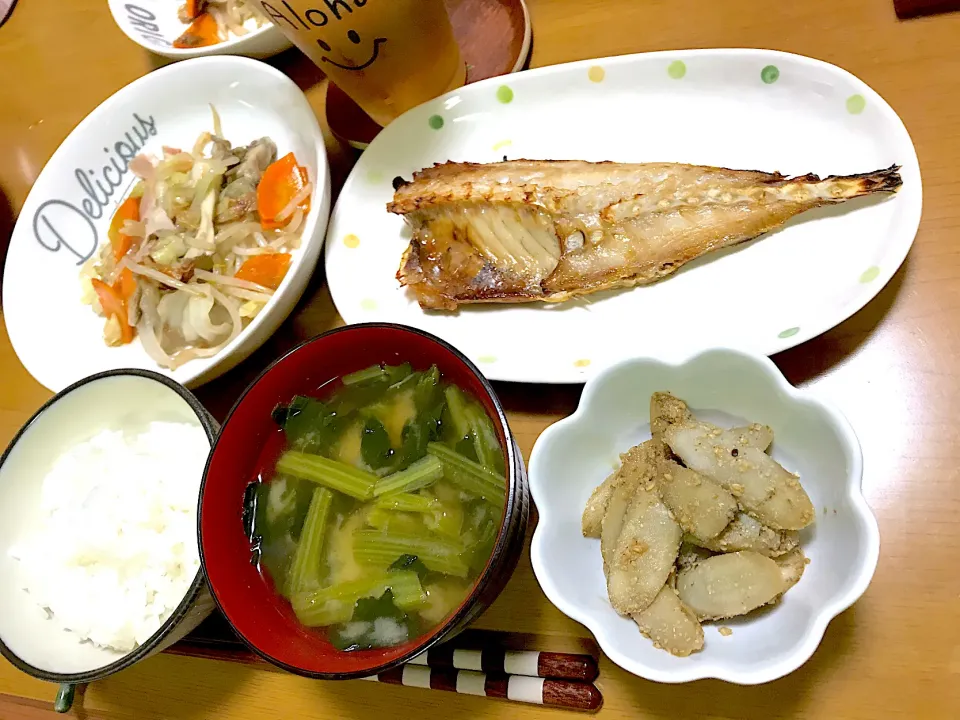 あじの昆布白醤油干し、ベーコンと野菜のあっさり炒め、たたきごぼう|Emiko Kikuchiさん