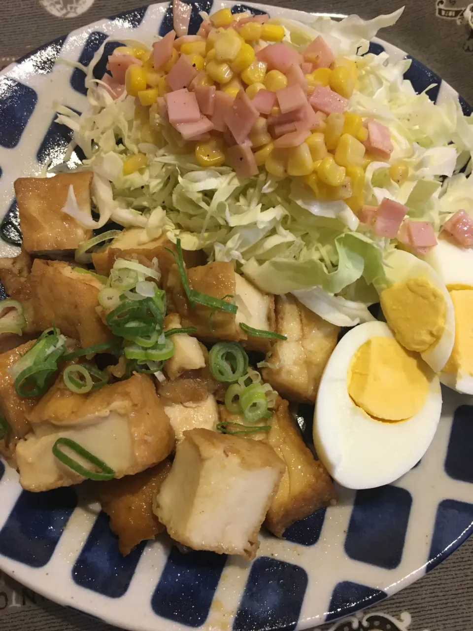 Snapdishの料理写真:厚揚げと豚肉炒め　dinner|ようか✩.*˚さん