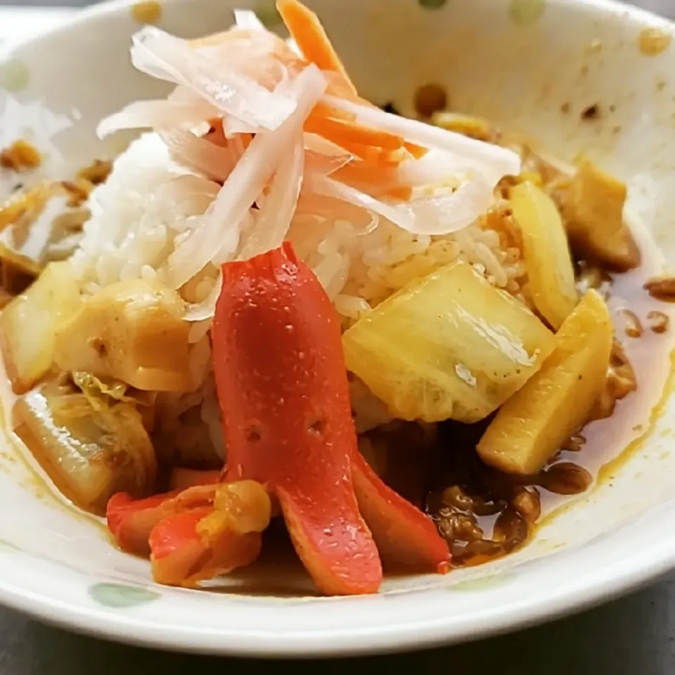 エリンギと白菜の牛豚キーマカレーwithタコさんウインナー🐙|ふじわらたくやさん