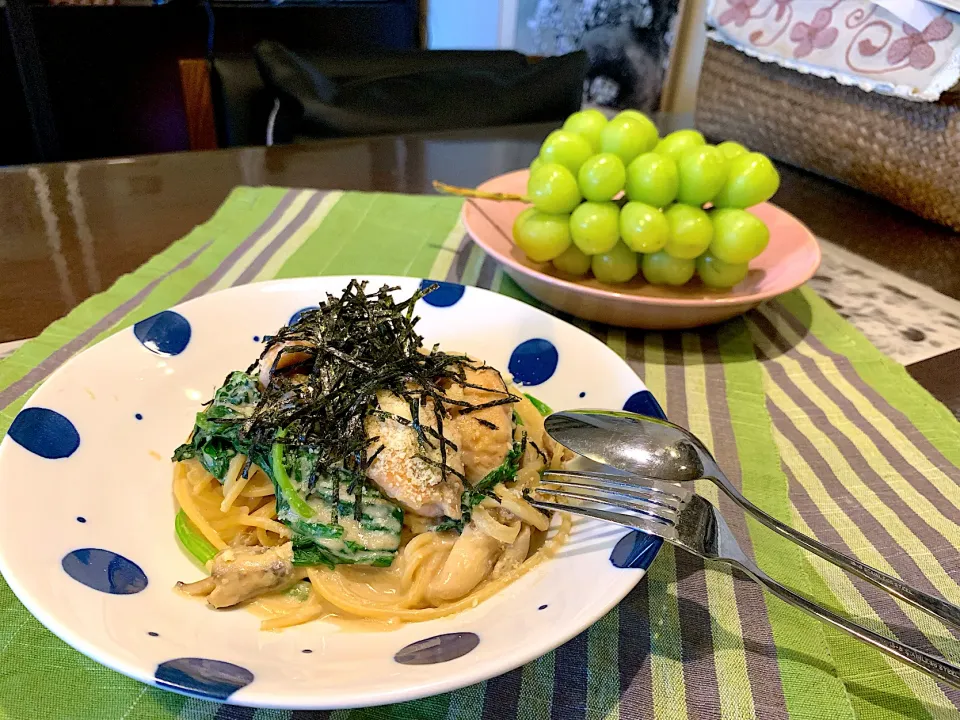 秋鮭と舞茸の味噌クリームパスタ|Emeiさん