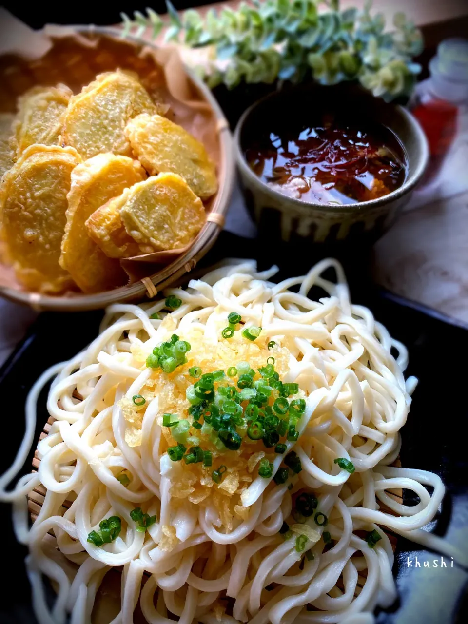 〜肉うどん🐽つけ麺ver〜　リクエストは【いも天🍠】|KOZUEさん