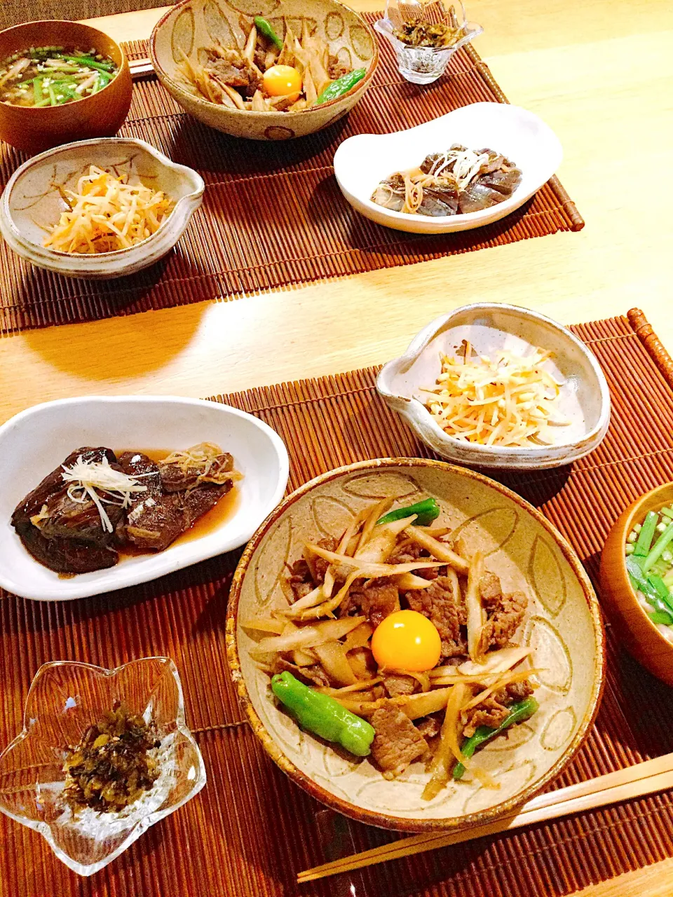 牛肉牛蒡甘辛煮、茄子と鰊の炊きもの|papinさん