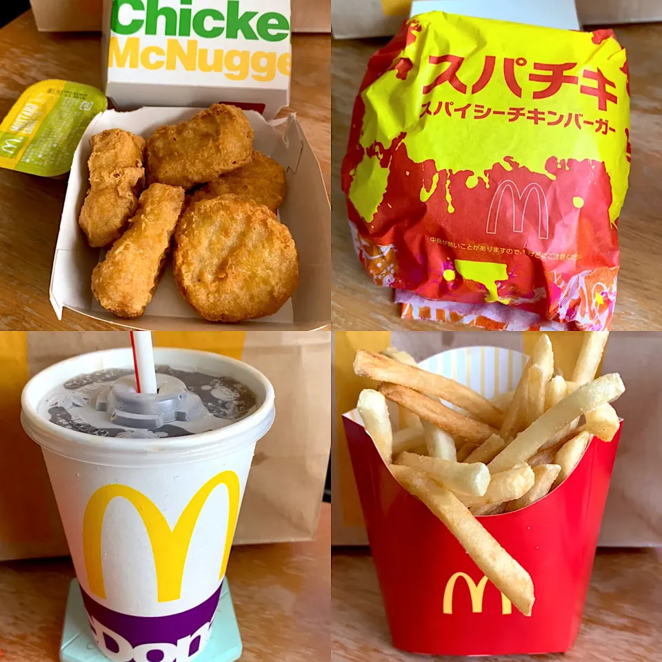 スパチキ🍔　ポテト🍟　コーラ🥤　ナゲット🍗|るみおんさん