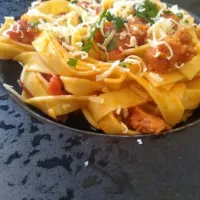 Snapdishの料理写真:fettucini with sausage ragout|Costa Navarro Gastronomiaさん