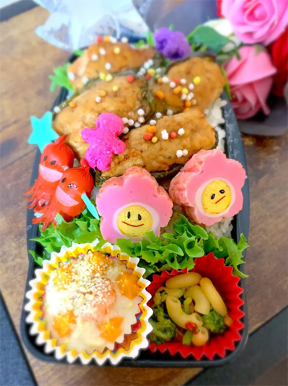 #ピーマンの肉詰め 
 #のっけ弁 
 #むすこ弁当 
#週の初め
 #行ってらっしゃい🙋‍♀️|Yukaさん