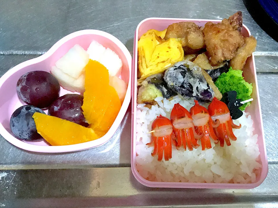 鶏とナスの唐揚げのお弁当♪|こーやさん