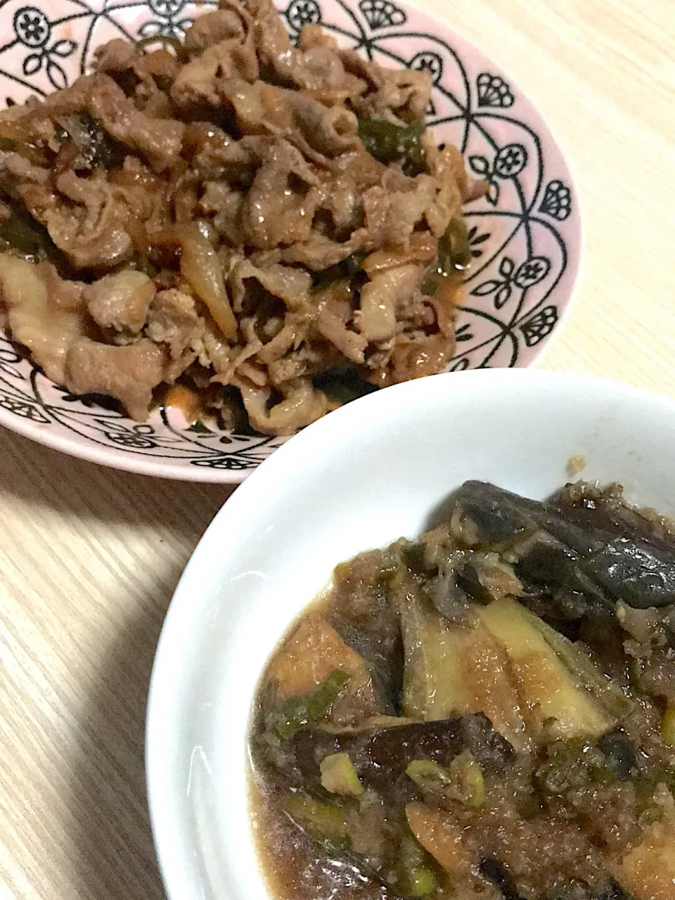 豚玉ねぎピーマンの焼肉風炒め＆茄子の煮浸し|のあママさん