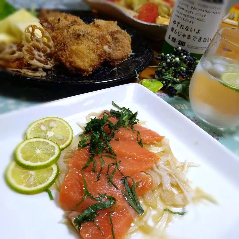 めぐチー🌿さんの料理 サーモンの和風カルパッチョ|とまと🍅さん