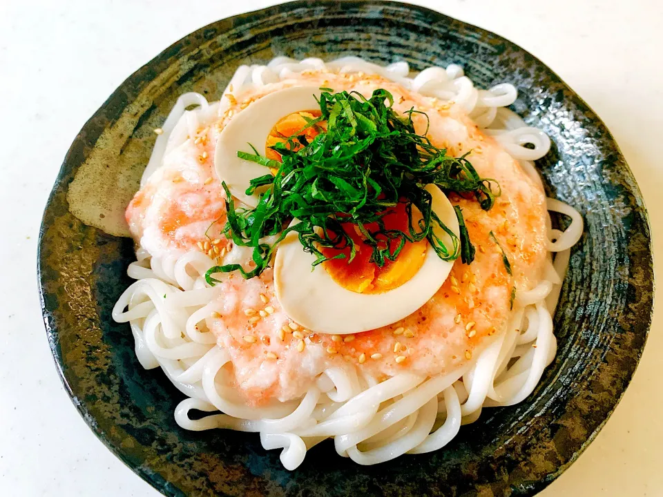 Snapdishの料理写真:本日のテレワークランチ💻糖質ゼロ麺で明太とろろ温麺|ひろりんさん