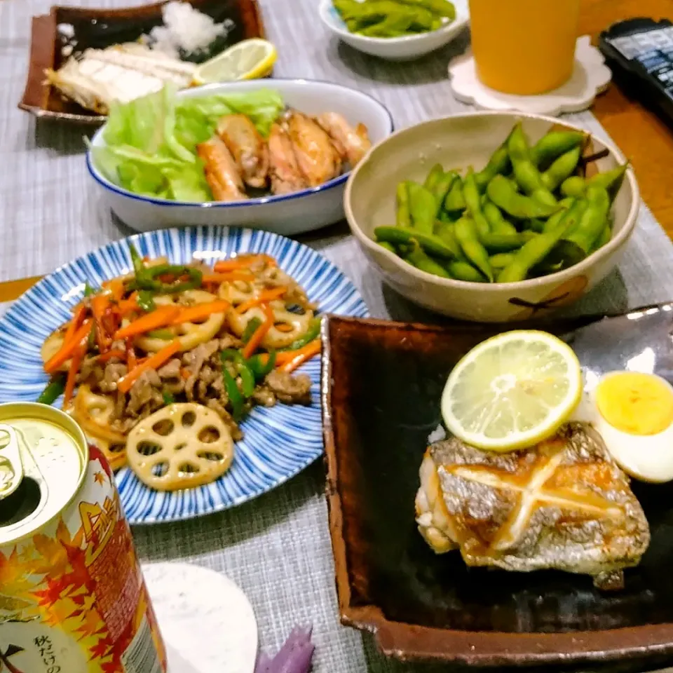 Snapdishの料理写真:太刀魚の塩焼きで乾杯|Reikoさん