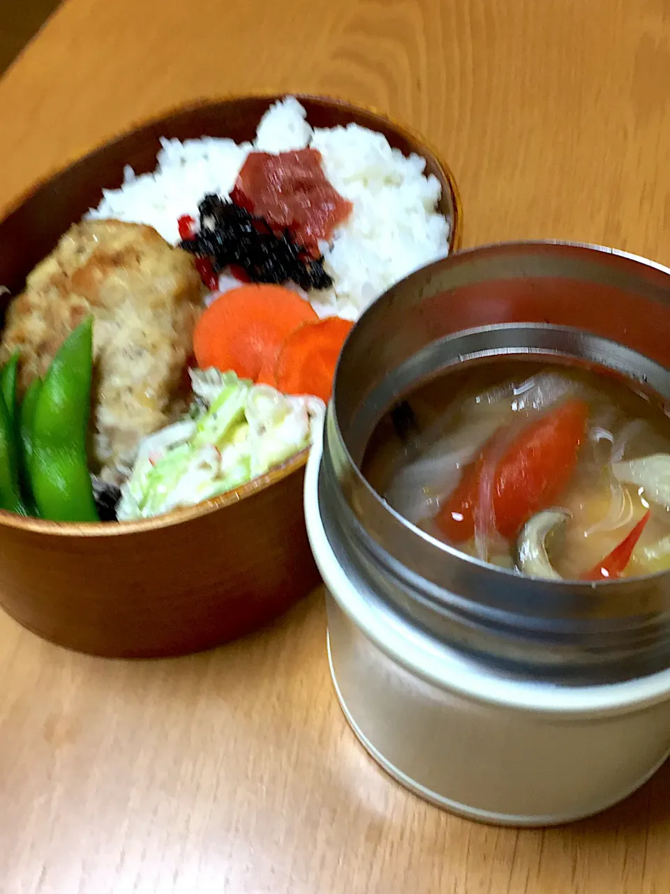 Snapdishの料理写真:豆腐ハンバーグとトマトのスープ弁当|田中心さん