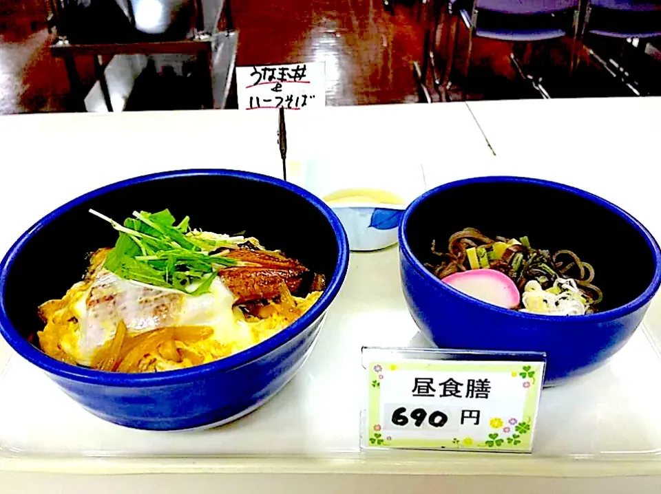 Snapdishの料理写真:うな玉丼、ハーフ山菜そばセット|nyama1さん