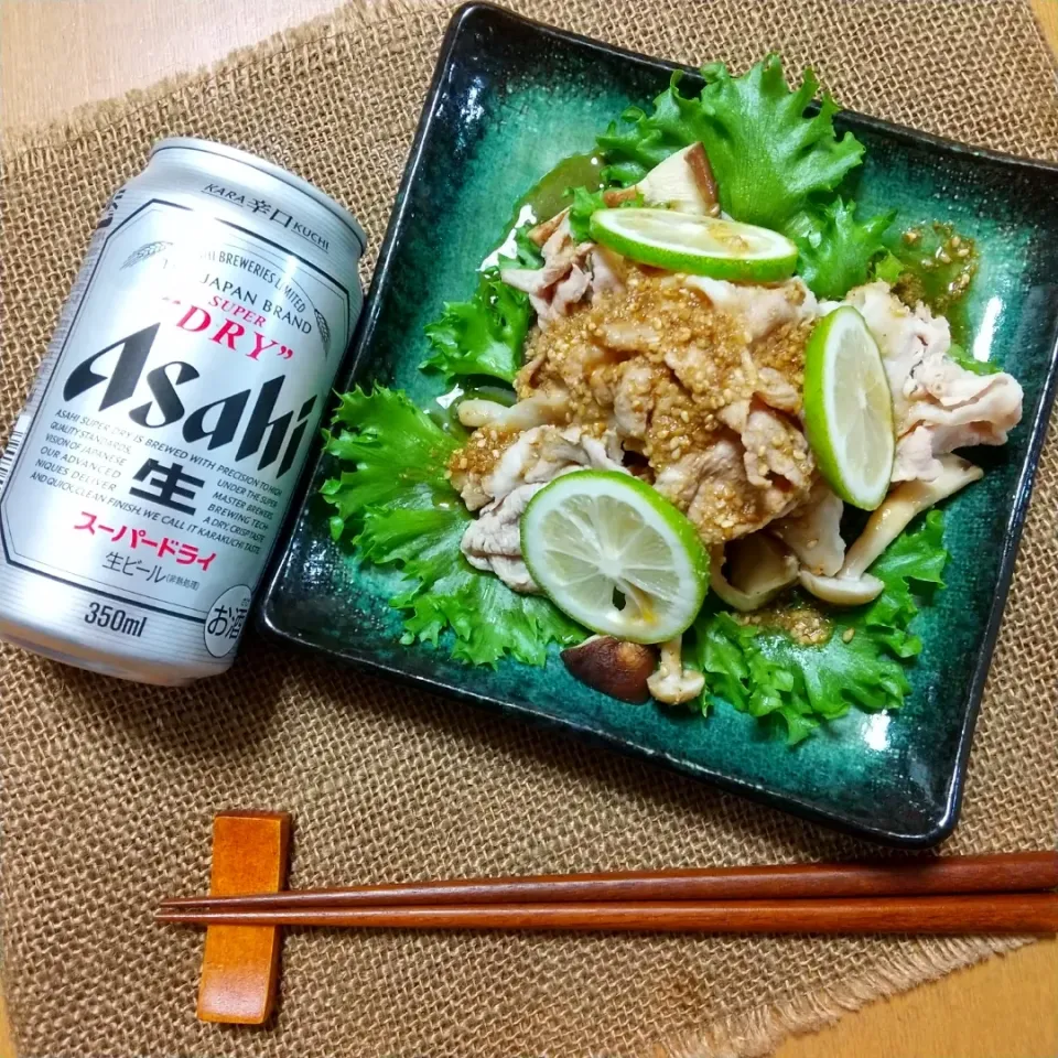 豚しゃぶと焼ききのこのすだちだれ🍄|真希さん