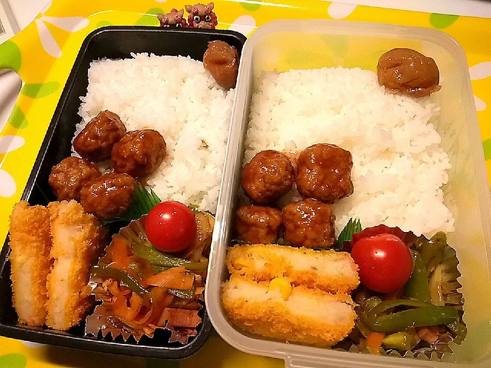 夫弁当、息子弁当|みどりさん