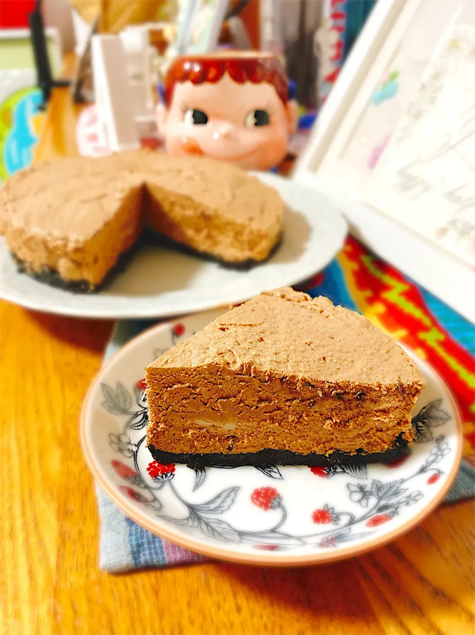 夫へのお誕生日ケーキ♡オレオ生チョコムースケーキ。|ぽき。さん