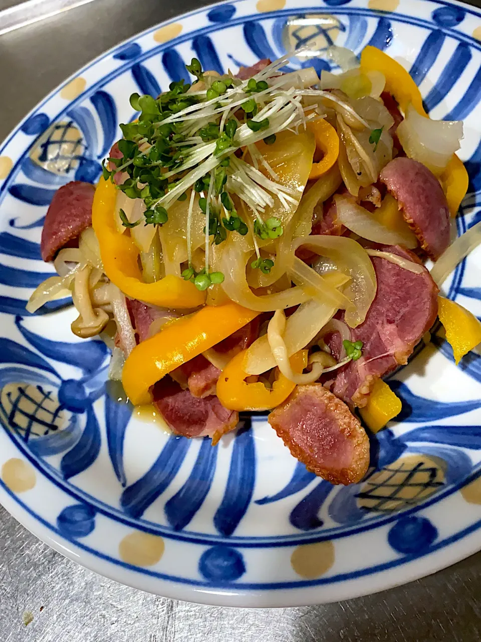 Snapdishの料理写真:スモークタンとポン酢野菜炒め|takaさん