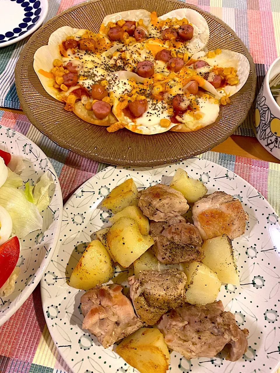 餃子ピザと焼きチキンポテト|まーさん