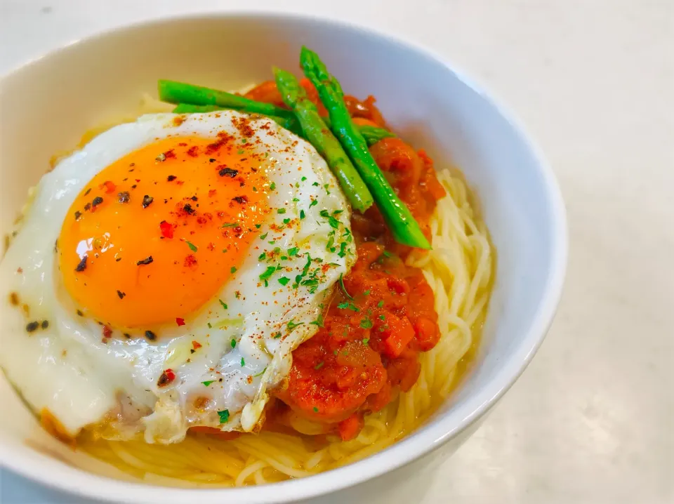 糖質ゼロ麺でトマトたっぷりダルカレー麺|ひろりんさん