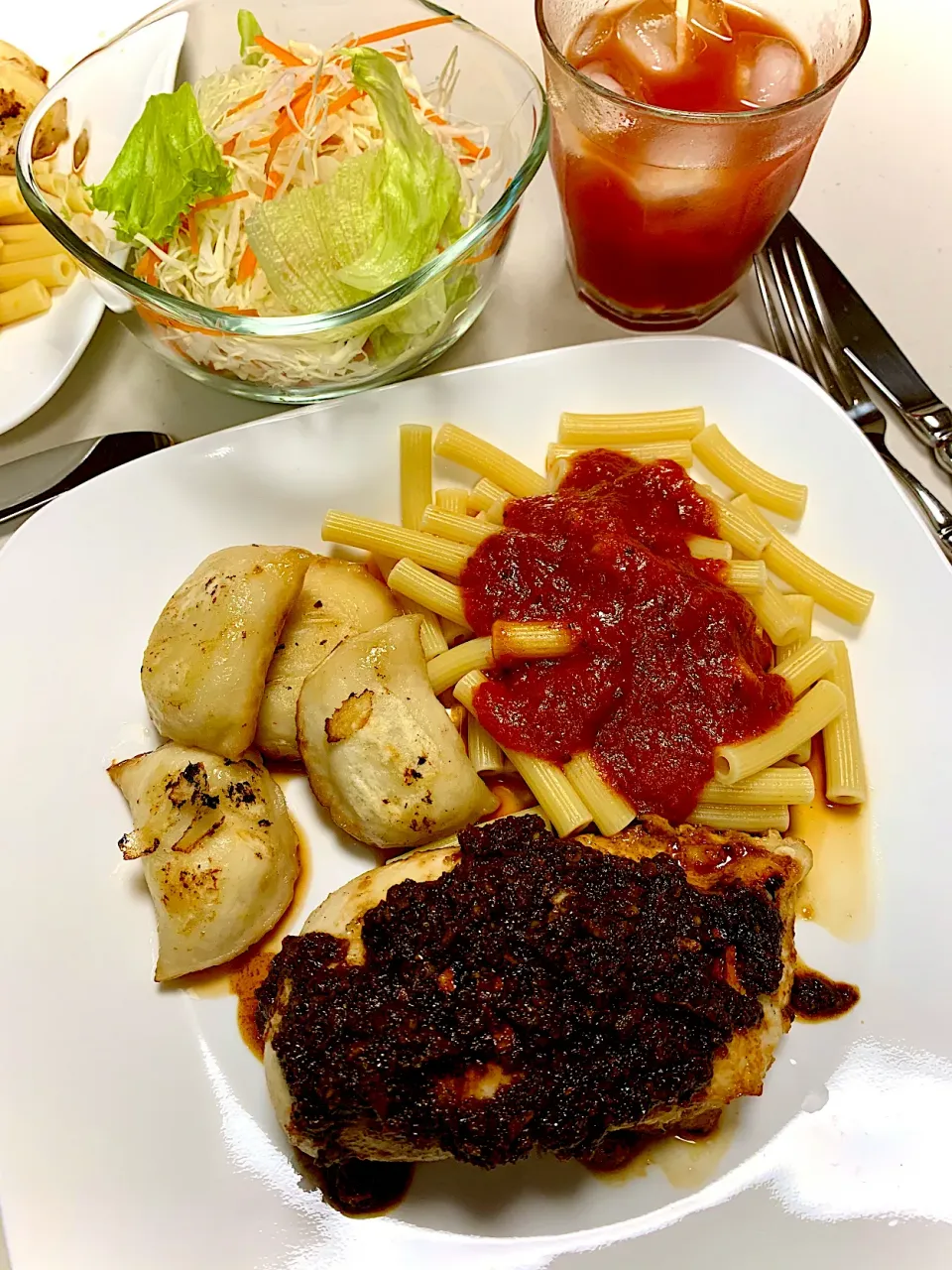 Snapdishの料理写真:Balsamic Onion Chicken with Potato Cheese Pierogi and Rigatoni|gonbenさん