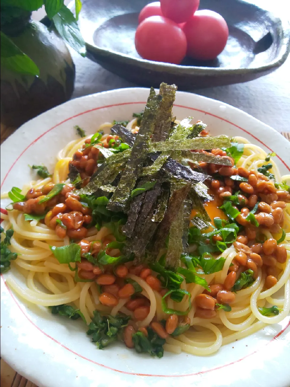 Snapdishの料理写真:納豆スパゲティ|miyuki🌱さん