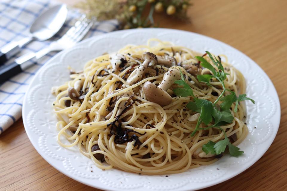 🆔399478                                                                  #きのこと塩昆布の和風パスタ 💕