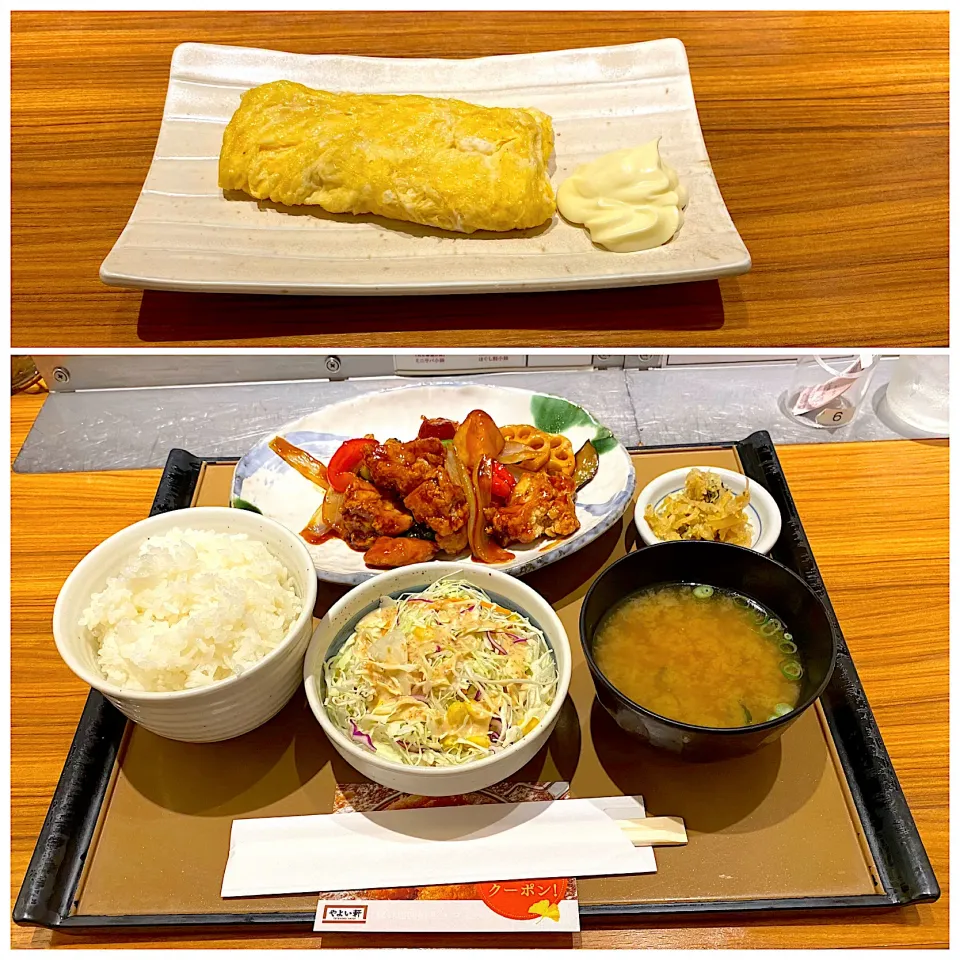 Late lunch and dinner in Yayoi restaurant. This menu is kind of Japanese style balance menu of energy and nutrient.|MI 「いどりす」さん