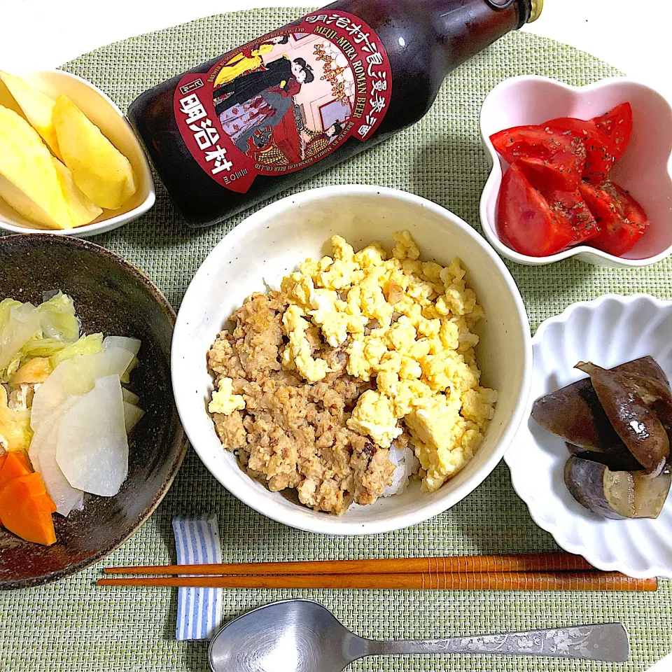 10/5晩ご飯：鶏の2色丼|ななみんさん