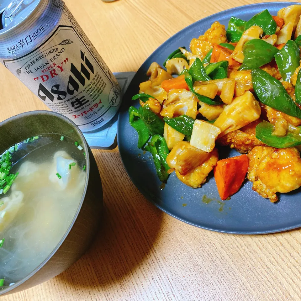 ‪‪鶏と野菜の甘辛味噌炒め
海老ワンタンスープ|naoさん