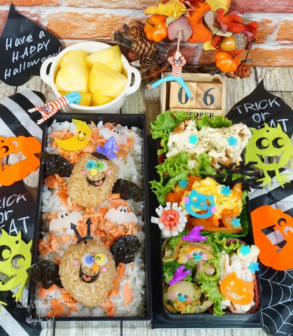 Snapdishの料理写真:ハロウィン🎃こうもり🦇ぉ弁当|La-Jule Sa8さん