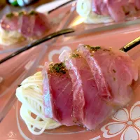 Snapdishの料理写真:素麺で作る☆平政の冷製パスタ仕立て|栗原　健太郎さん