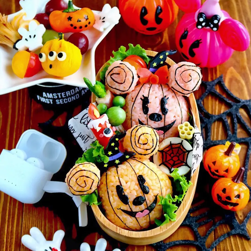 Snapdishの料理写真:かぼちゃミッキーとかぼちゃミニーでハロウィン弁当|あーたんさん