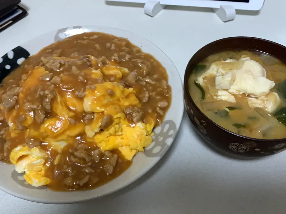 天津飯と大根味噌汁|いぶきさん