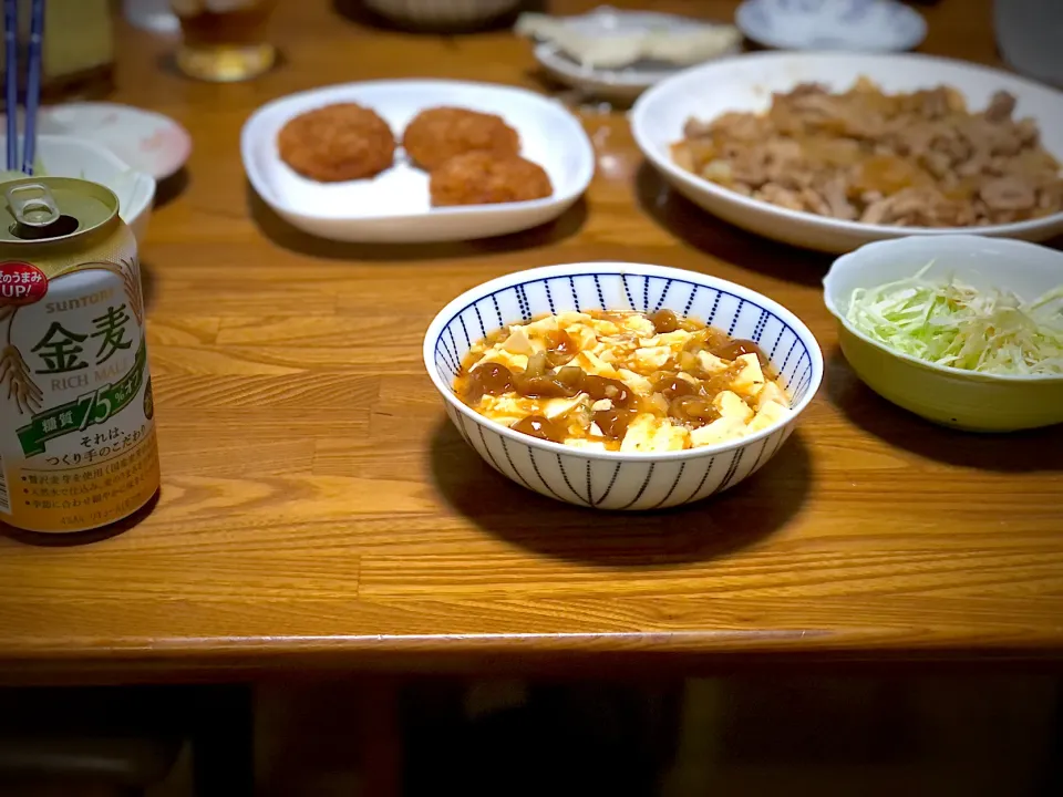 なめこ入麻婆豆腐|くまちゃんなめこさん