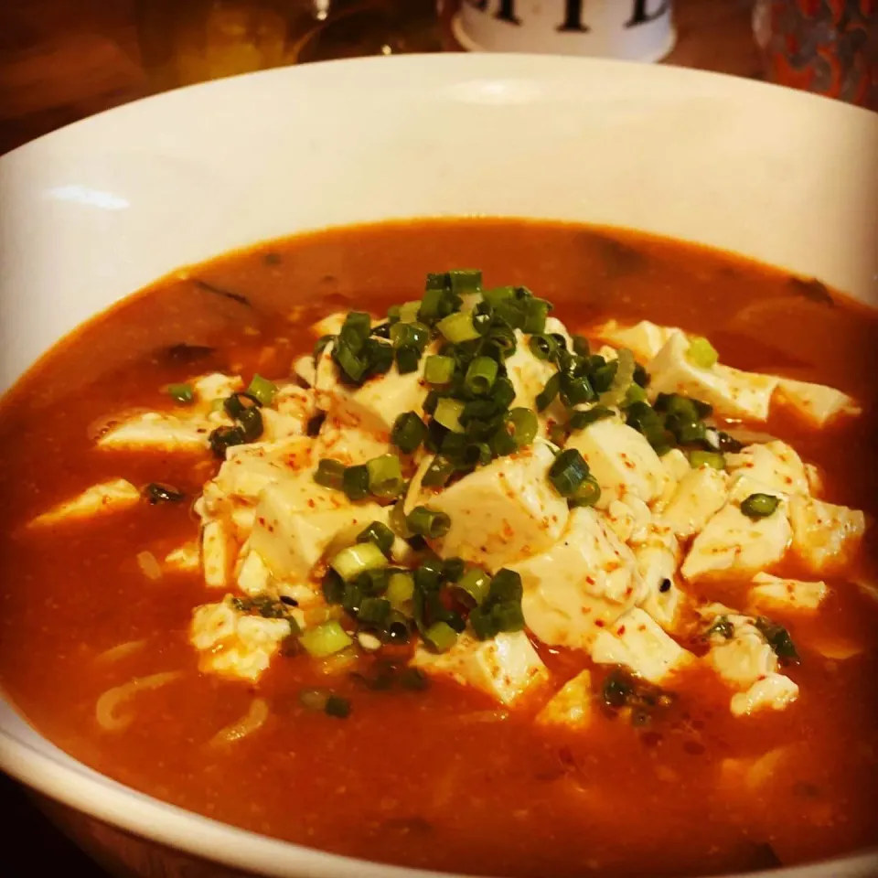 Tomato & Miso Spicy Noodles Soup with Tofu with Negi. #ramen #noodles #soup #homemade #ilovecooking #freshsoup|Emanuel Hayashiさん