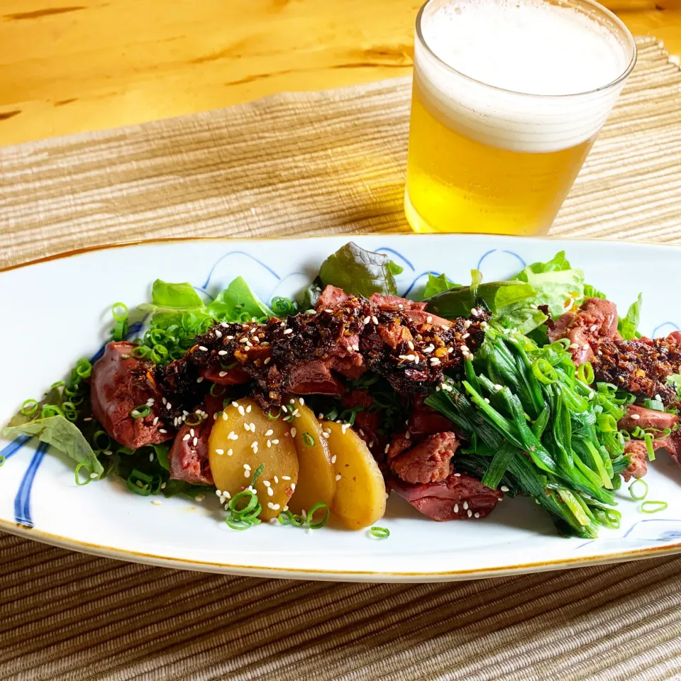 Sweet Soy Stewed Chicken Liver with Spicy Garlic Sesame Oil (ビールが進む！鶏肝と生姜の甘辛煮、食べるラー油がけ)|Masa, The Cooking Husbandさん