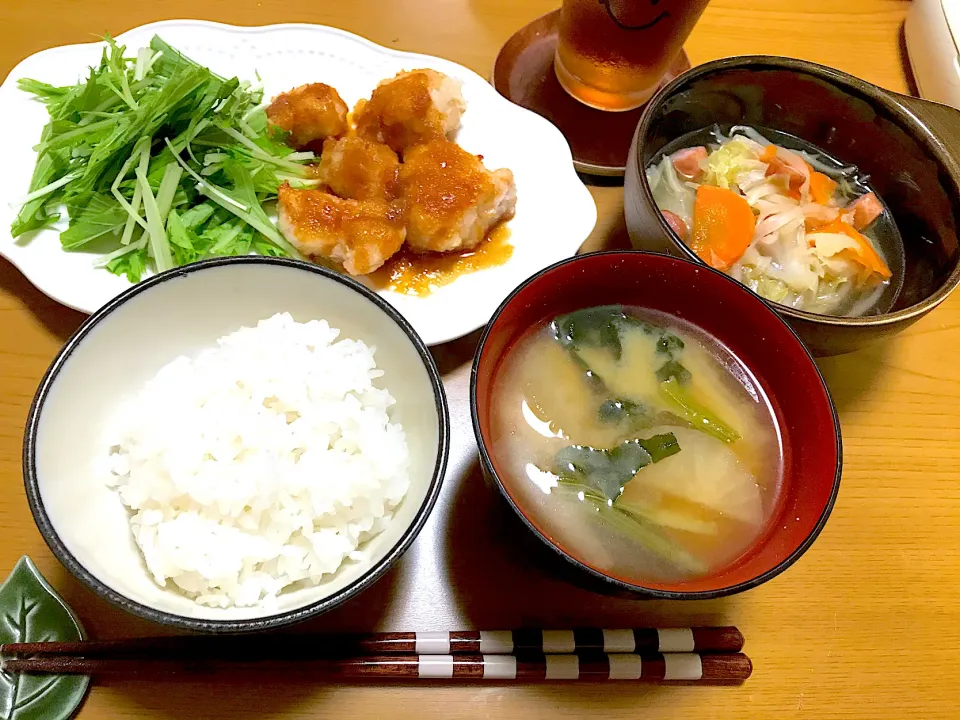 鶏肉のさっぱり和風おろし、ウインナーとキャベツの蒸し煮|Emiko Kikuchiさん